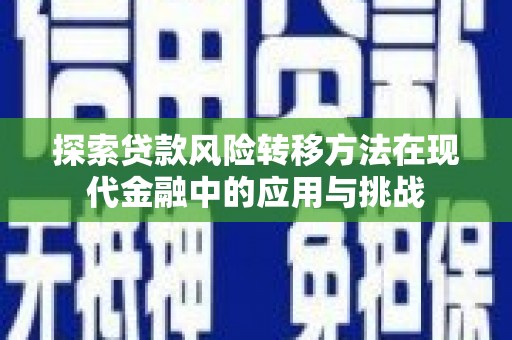 禹会探索贷款风险转移方法在现代金融中的应用与挑战