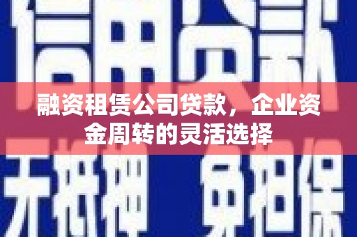 禹会融资租赁公司贷款，企业资金周转的灵活选择