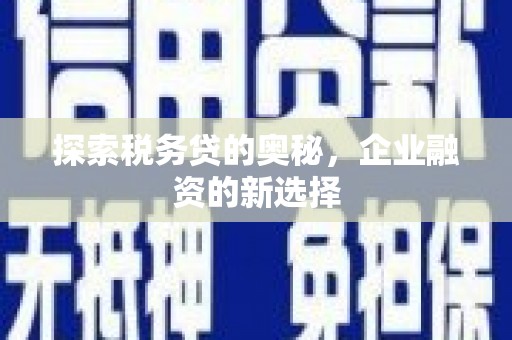 禹会探索税务贷的奥秘，企业融资的新选择