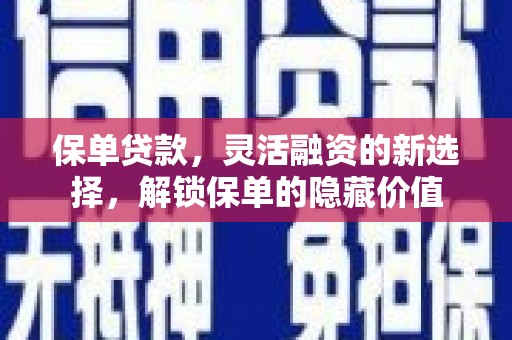 禹会保单贷款，灵活融资的新选择，解锁保单的隐藏价值