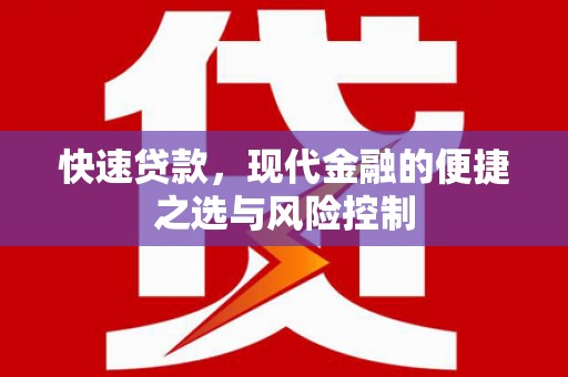 禹会快速贷款，现代金融的便捷之选与风险控制