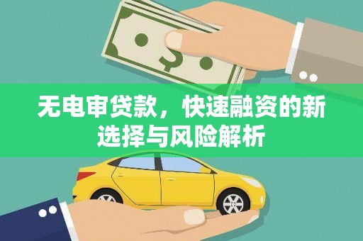 禹会无电审贷款，快速融资的新选择与风险解析
