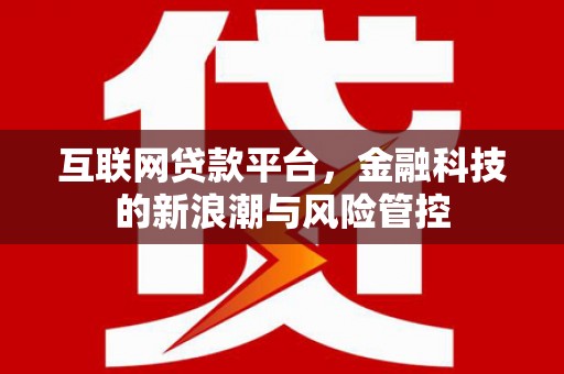 禹会互联网贷款平台，金融科技的新浪潮与风险管控