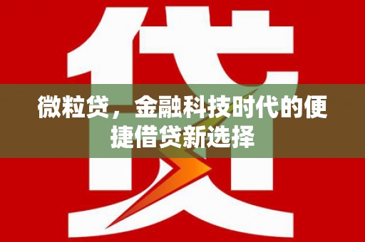禹会微粒贷，金融科技时代的便捷借贷新选择