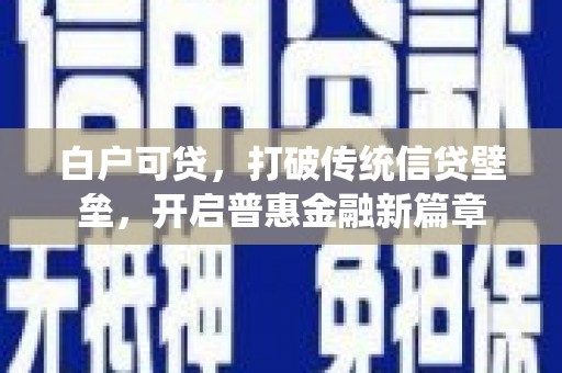 禹会白户可贷，打破传统信贷壁垒，开启普惠金融新篇章