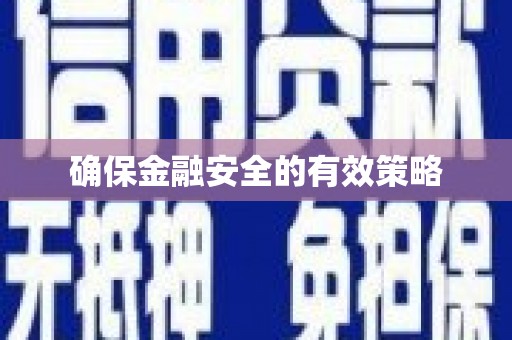 禹会确保金融安全的有效策略